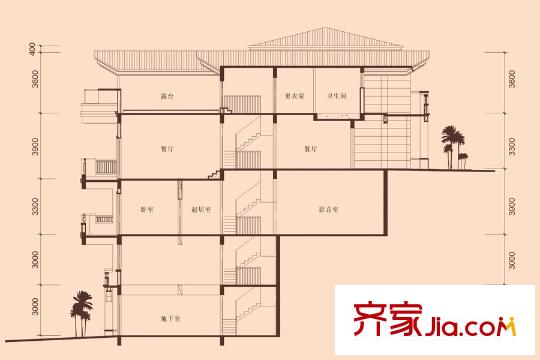 江山麓府56-58#樓C2戶型 3室2廳4衛(wèi)1廚