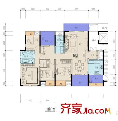 廣源大都會D戶型 4室2廳2衛(wèi)1廚