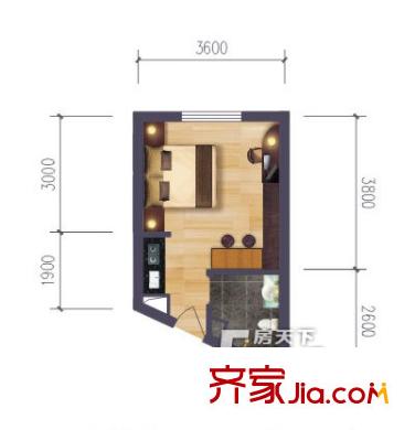 順隆公館18戶型 1室1衛(wèi)1廚
