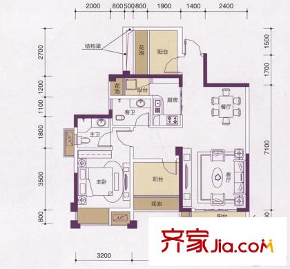 人和萊茵花語1號樓1單元05號房 1室2廳2衛(wèi)1廚