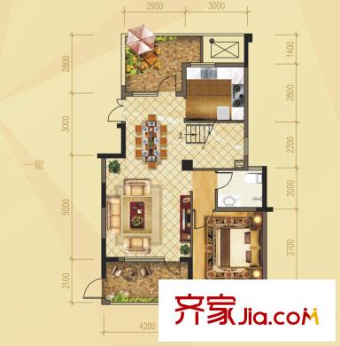 海華東盟公館E2戶型第一層 3室2廳3衛(wèi)1廚