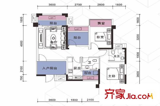 人和萊茵鷺湖2#02戶型 2室1廳1衛(wèi)