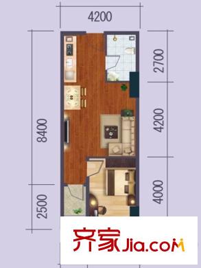 江川圣境6號(hào)樓戶型圖 1室1廳1衛(wèi)1廚
