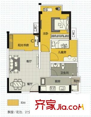 榮和摩客社區(qū)A戶型2+1房  3室2廳1衛(wèi)1廚