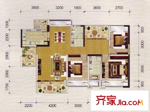 鳳景灣5棟1單元B戶型 3室2廳2衛(wèi)1廚