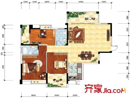 碧水天和B區(qū)-133平方米戶型 3室2廳1衛(wèi)1廚
