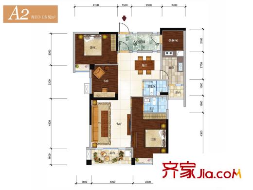碧水天和C區(qū)A2戶型 3室2廳2衛(wèi)1廚