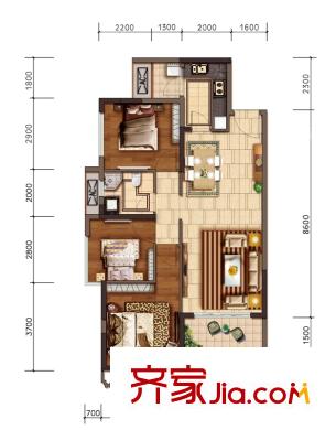 合景天匯廣場(chǎng)21#標(biāo)準(zhǔn)層1-05/2-04戶型 3室2廳1衛(wèi)1廚