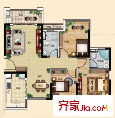 保利城A1戶型 2室2廳2衛(wèi)1廚