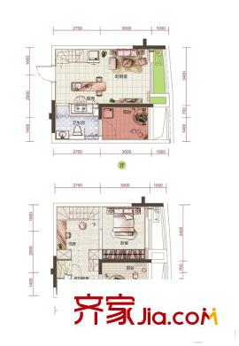 騁望麓濤townhouseE棟04、05戶型 2室2廳1衛(wèi)1廚
