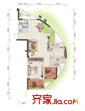 騁望麓濤townhouseC棟01、08戶型 2室2廳1衛(wèi)1廚
