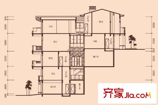 江山麓府58-60#樓C1戶型 4室2廳4衛(wèi)1廚