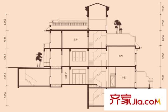 江山麓府26-33/35#樓F戶型 4室2廳4衛(wèi)1廚