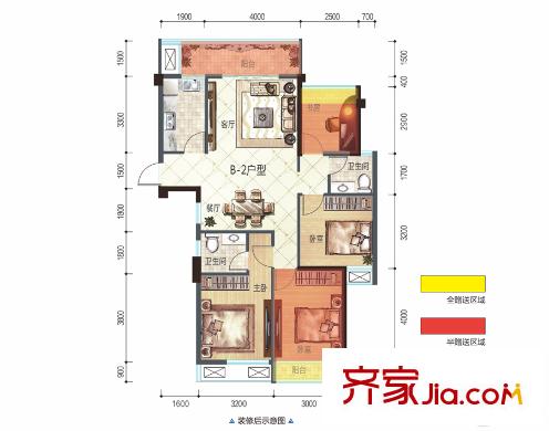 廣源魯班壹號2號樓B-2戶型 4室2廳2衛(wèi)1廚