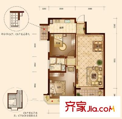 鳳凰臺(tái)17#樓C9戶(hù)型 3室2廳1衛(wèi)1廚