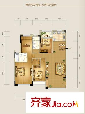 山漸青洋房E-01戶型圖 4室2廳2衛(wèi)1廚