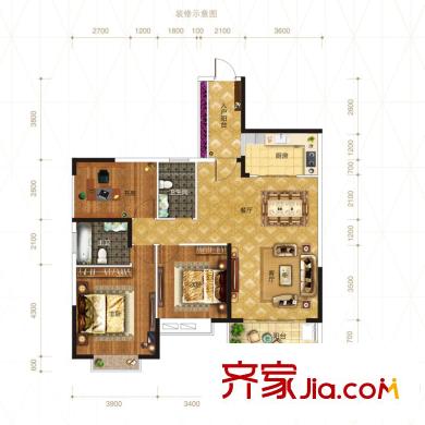 廣源國際社區(qū)12、13號樓A2戶型  2室2廳2衛(wèi)1廚