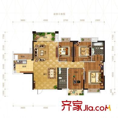 廣源國際社區(qū)12、13號樓A1戶型  3室2廳2衛(wèi)1廚