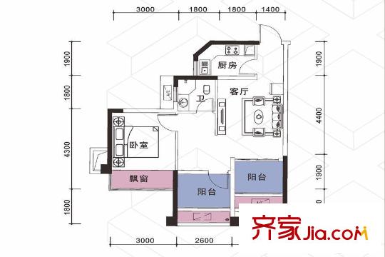人和萊茵鷺湖5#06戶型 2室1廳1衛(wèi)
