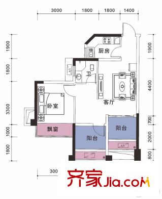 人和萊茵鷺湖5#一單元06戶型 3室1廳1衛(wèi)1廚