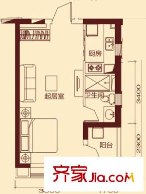 防城港恒大御景灣8-2號樓A/C戶型 1室1廳1衛(wèi)1廚