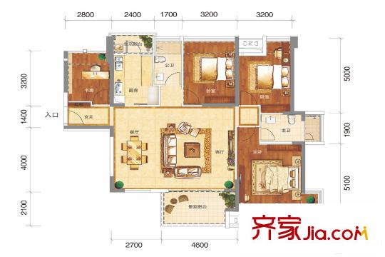 榮和邕江悅府C戶型 4室2廳2衛(wèi)1廚