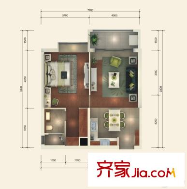 南寧華潤幸福里10號(hào)樓81平方米 1室2廳1衛(wèi)1廚
