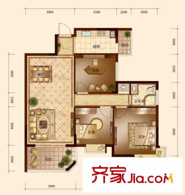 鳳凰臺(tái)17#樓C6戶(hù)型 3室2廳1衛(wèi)1廚