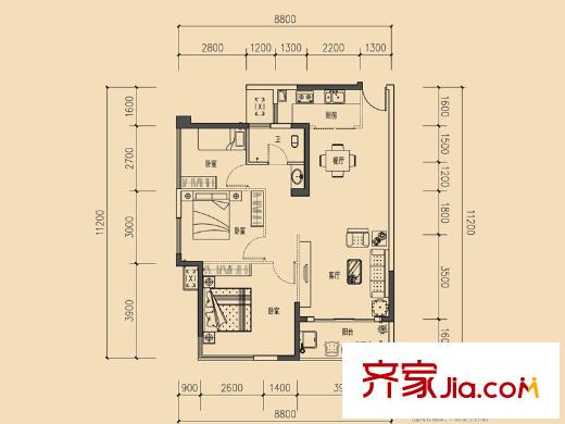 聯(lián)發(fā)尚筑1#樓02、2#樓02/06、3#樓02/06戶型 3室2廳1衛(wèi)1廚
