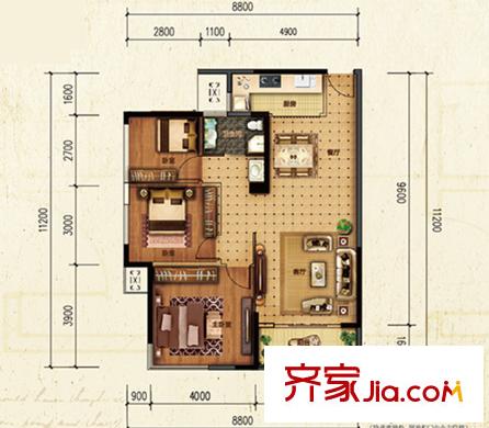 聯(lián)發(fā)尚筑7#樓一單元02/二單元01戶型 3室2廳1衛(wèi)1廚
