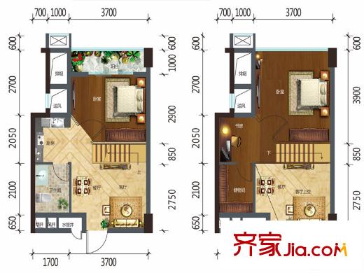 廣源魯班壹號A棟A3戶型 3室2廳1衛(wèi)1廚