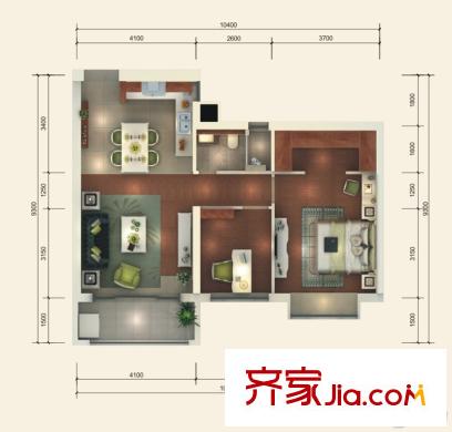 南寧華潤幸福里10號(hào)樓93平方米戶型 2室2廳1衛(wèi)1廚