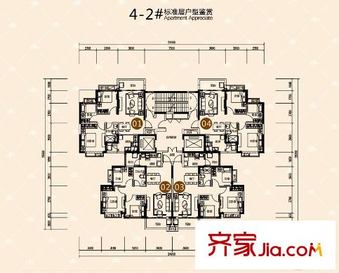 南寧恒大帝景4-2#標(biāo)準(zhǔn)層戶型 3室2廳1衛(wèi)1廚