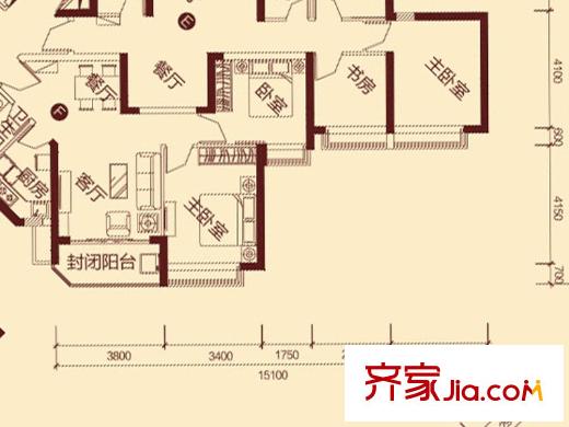 防城港恒大御景灣6號樓C/F戶型 2室2廳1衛(wèi)1廚