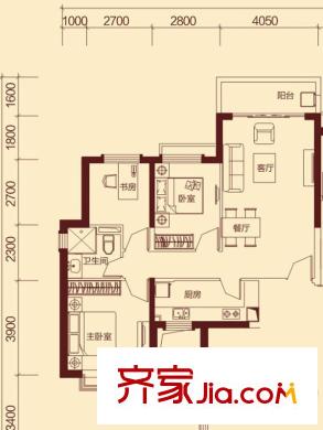 防城港恒大御景灣B-2號樓D戶型 3室2廳1衛(wèi)1廚