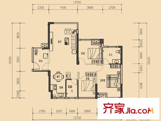 聯(lián)發(fā)尚筑2#樓05/08戶型 3室2廳2衛(wèi)1廚