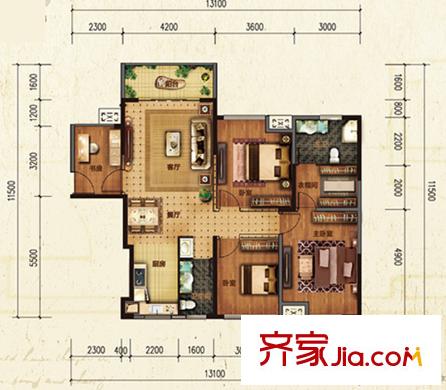 聯(lián)發(fā)尚筑7#樓一單元05/二單元03戶型 4室2廳2衛(wèi)1廚