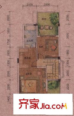 德利鳳嶺世家別墅戶型圖D戶型3層平面圖 3室1廳1衛(wèi)