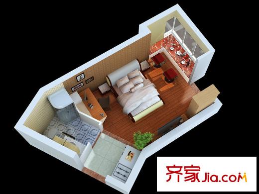 綠地新都會(huì)一期陽光私寓 1室1衛(wèi)1廚