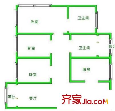 中天花園陽光玉蘭 3室 戶型圖