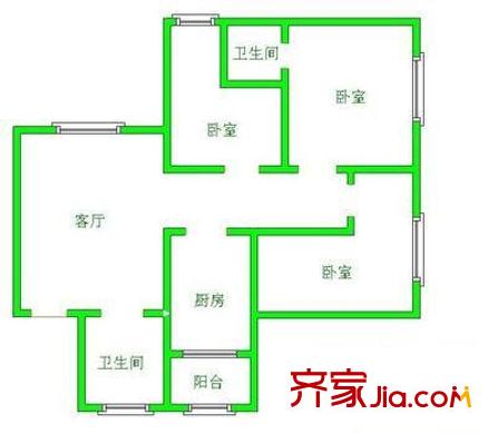 中天花園陽光玉蘭 3室 戶型圖