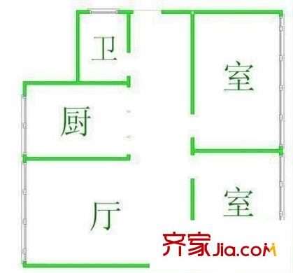 貴陽醫(yī)學(xué)院附屬醫(yī)院宿舍 2室 戶型圖
