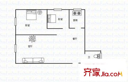大營坡汪家灣 2室 戶型圖
