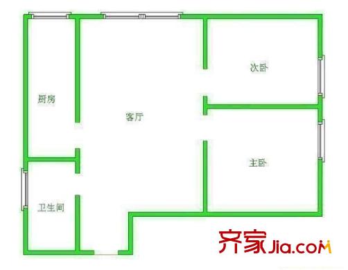 五醫(yī)宿舍 2室 戶型圖