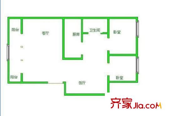 五醫(yī)宿舍 2室 戶型圖