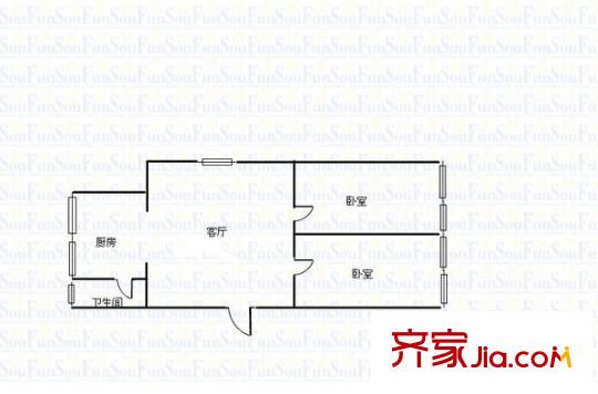 五醫(yī)宿舍 2室 戶型圖