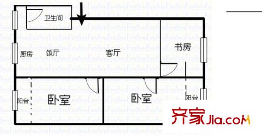 五醫(yī)宿舍 2室 戶型圖