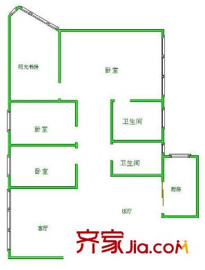 貴陽醫(yī)學(xué)院附屬醫(yī)院宿舍 3室 戶型圖