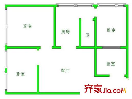 貴陽醫(yī)學(xué)院附屬醫(yī)院宿舍 4室 戶型圖