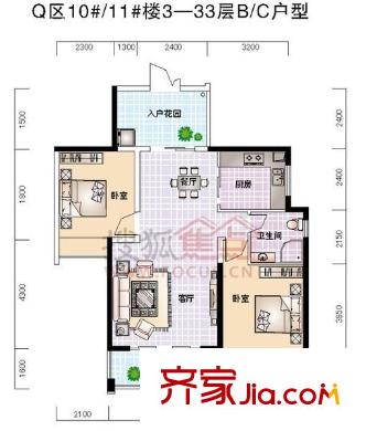 世紀城龍福苑 3室 戶型圖